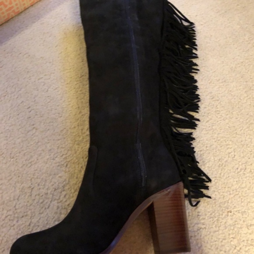 Black suede boots with fringe! Gianni Bini